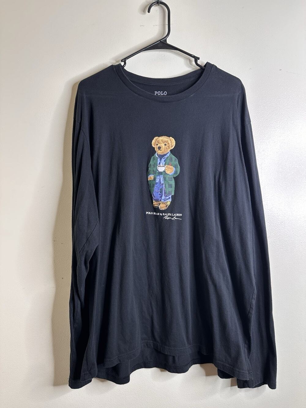 POLO Ralph Lauren Coffee POLOBEAR T-Shirt Long Sleeve Men’s XL Black Cotton